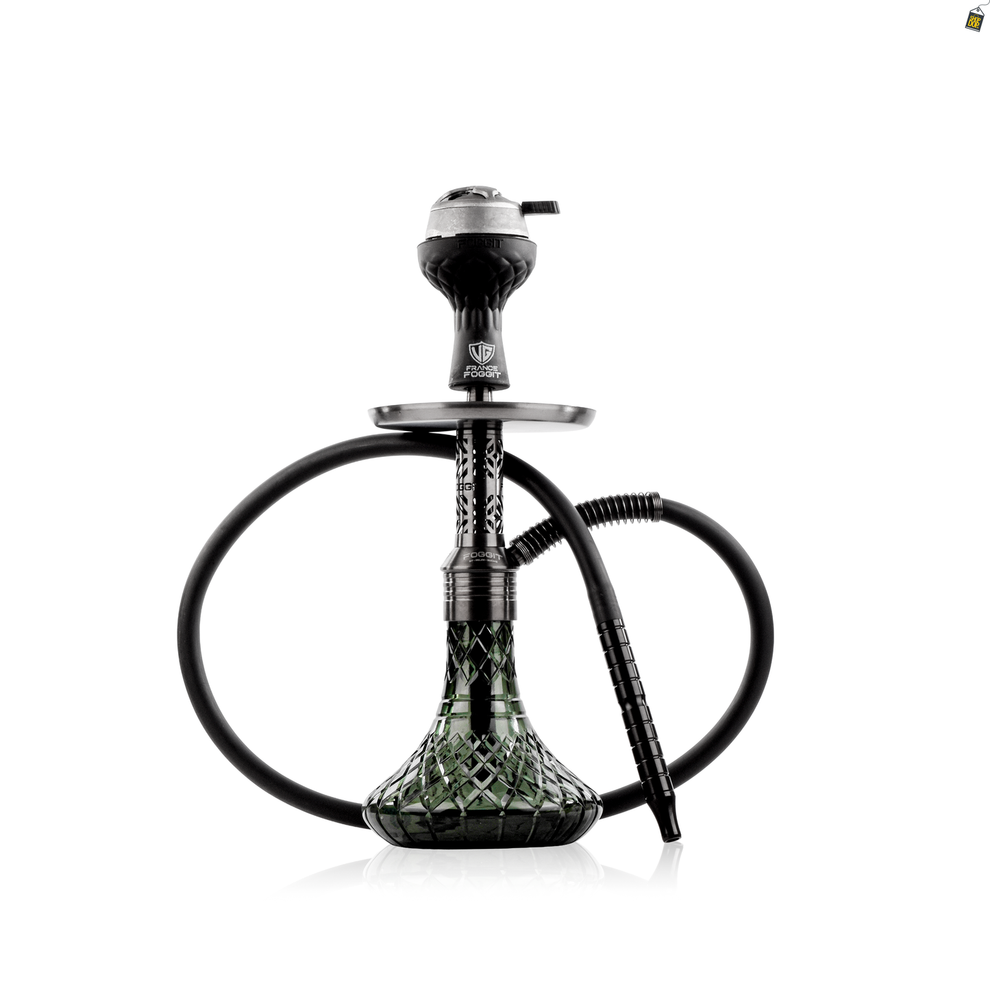 Dark Knight Orbit Hookah with Bag - Gun Metal  / Emerald Green Base