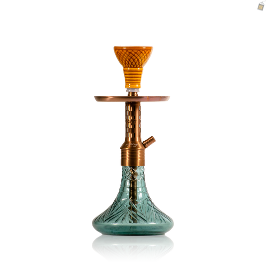 Dark Knight Orbit Hookah with Bag - Bronze Stem / Aqua Base