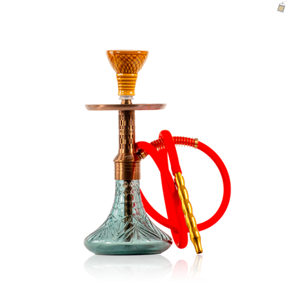 Dark Knight Orbit Hookah with Bag - Bronze Stem / Aqua Base