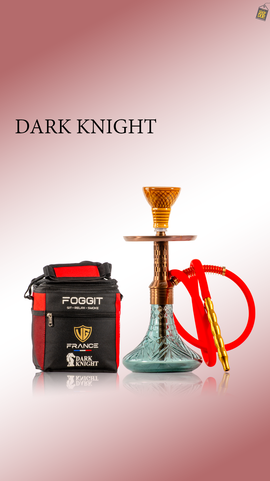 Dark Knight Orbit Hookah with Bag - Bronze Stem / Aqua Base