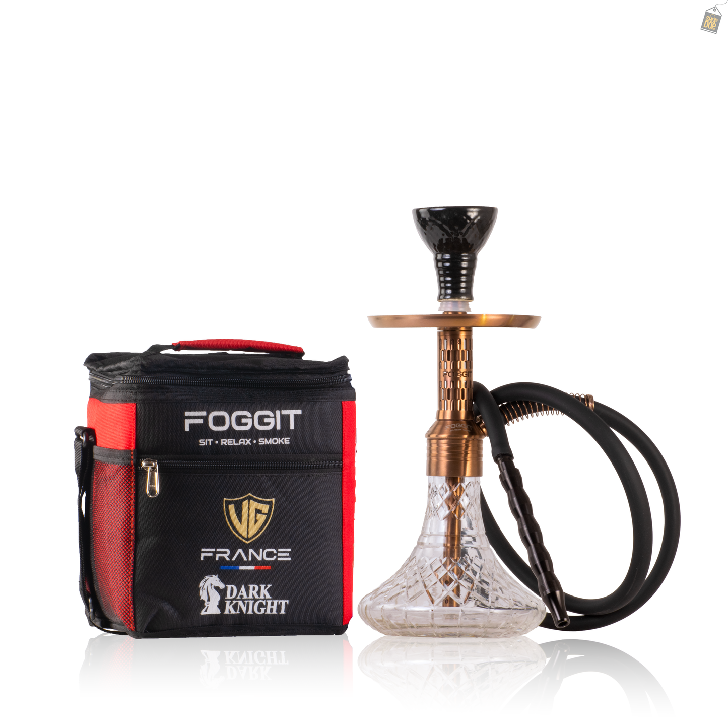 Dark Knight Orbit Hookah with Bag - Bronze Stem / Transparent Base