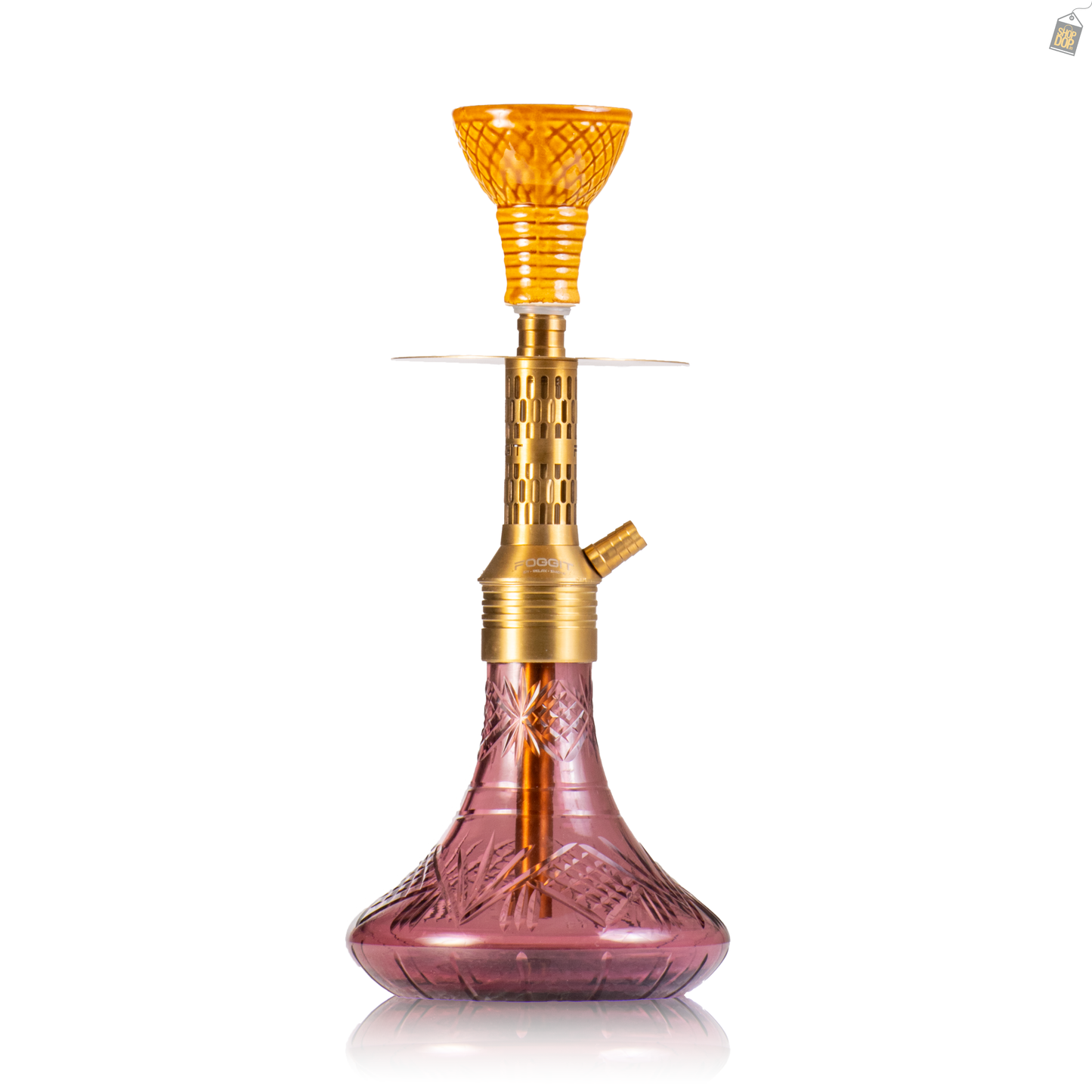 Dark Knight Orbit Hookah with Bag - Gold Stem / Purple Base