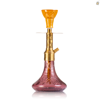 Dark Knight Orbit Hookah with Bag - Gold Stem / Purple Base