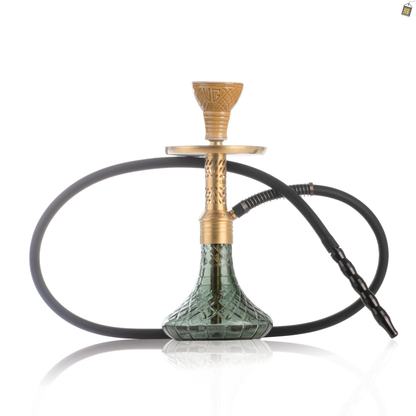 Dark Knight Slash Hookah with Bag - Gold Stem / Emerald Green Base