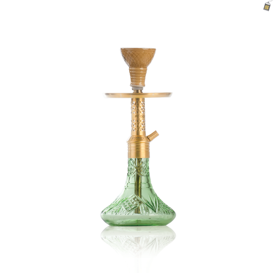 Dark Knight Slash Hookah with Bag - Gold Stem / Light Green Base