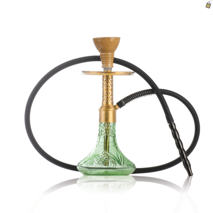 Dark Knight Slash Hookah with Bag - Gold Stem / Light Green Base