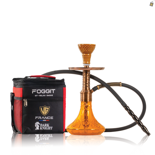 Dark Knight Slash Hookah with Bag - Bronze Stem / Amber Base