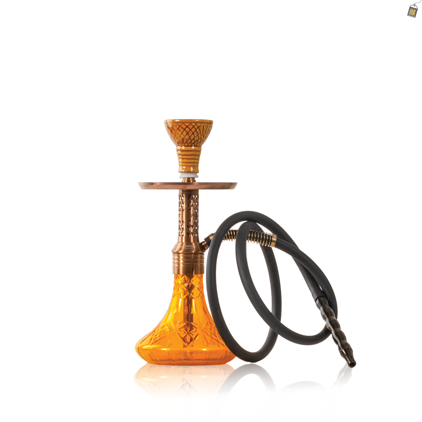 Dark Knight Slash Hookah with Bag - Bronze Stem / Amber Base