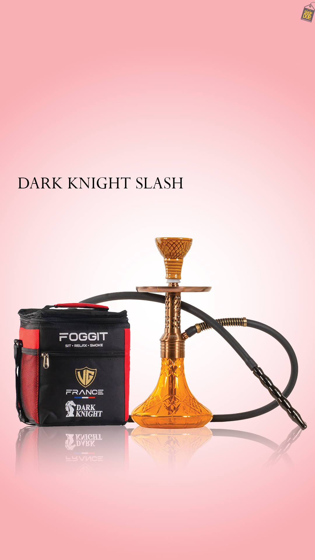Dark Knight Slash Hookah with Bag - Bronze Stem / Amber Base