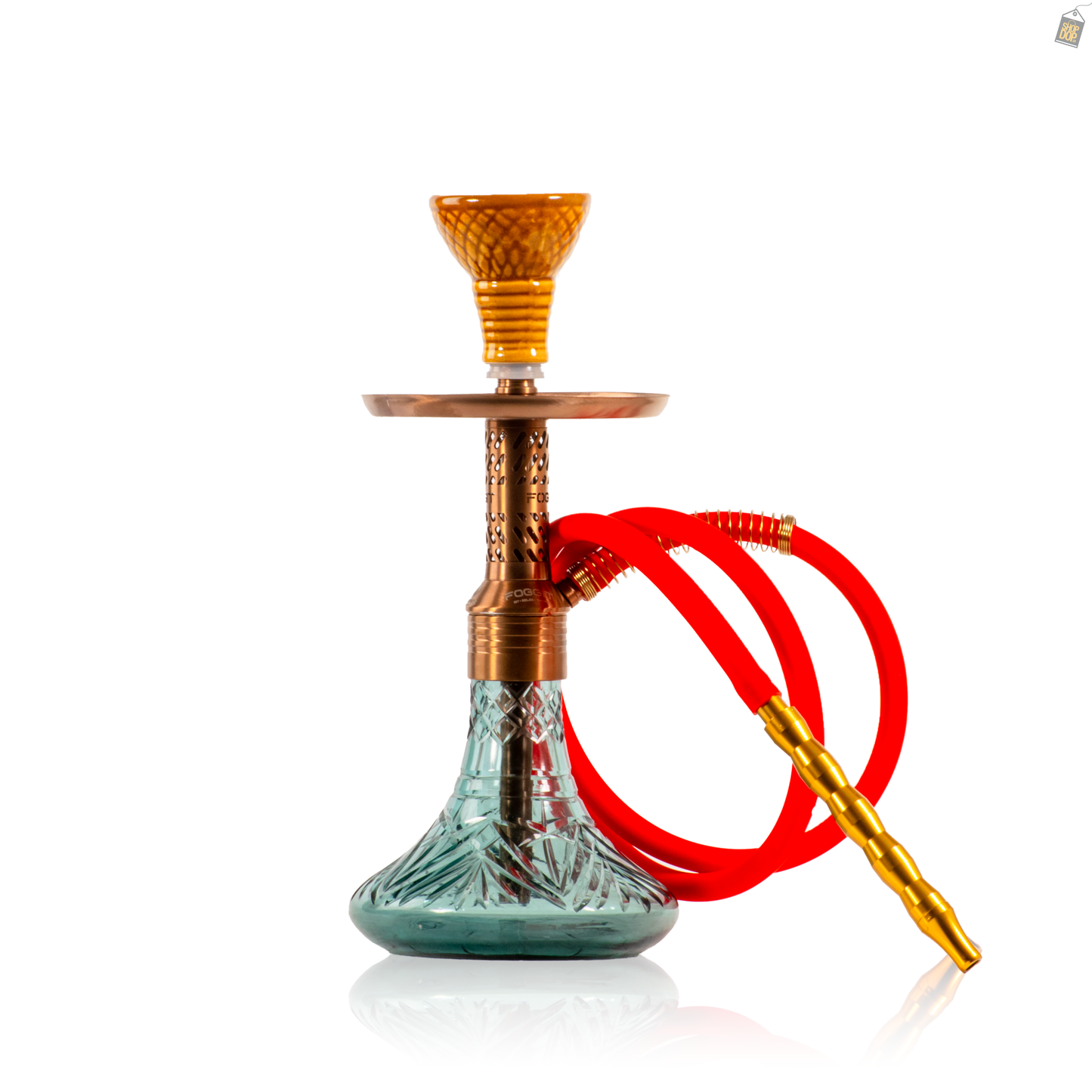 Dark Knight Slash Hookah with Bag - Bronze Stem / Aqua Base