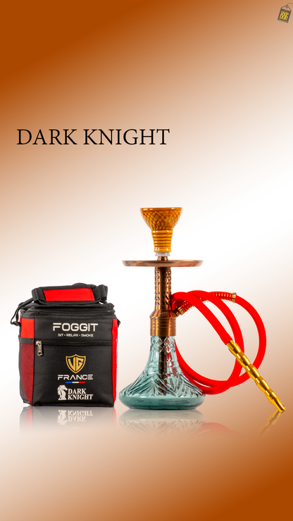 Dark Knight Slash Hookah with Bag - Bronze Stem / Aqua Base