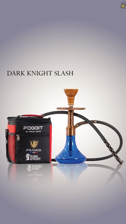 Dark Knight Slash Hookah with Bag - Bronze Stem / Blue Base