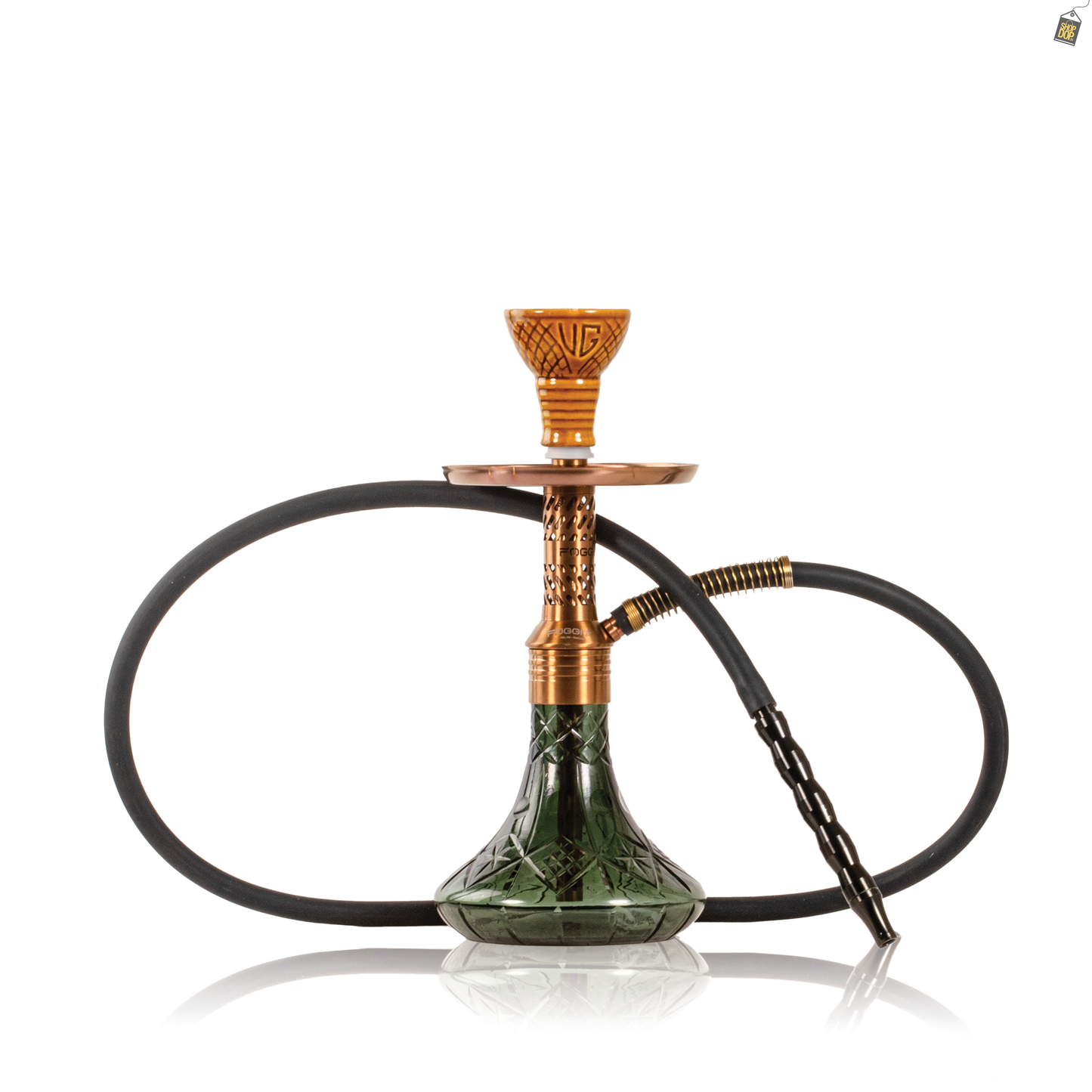 Dark Knight Slash Hookah with Bag - Bronze Stem / Green Base