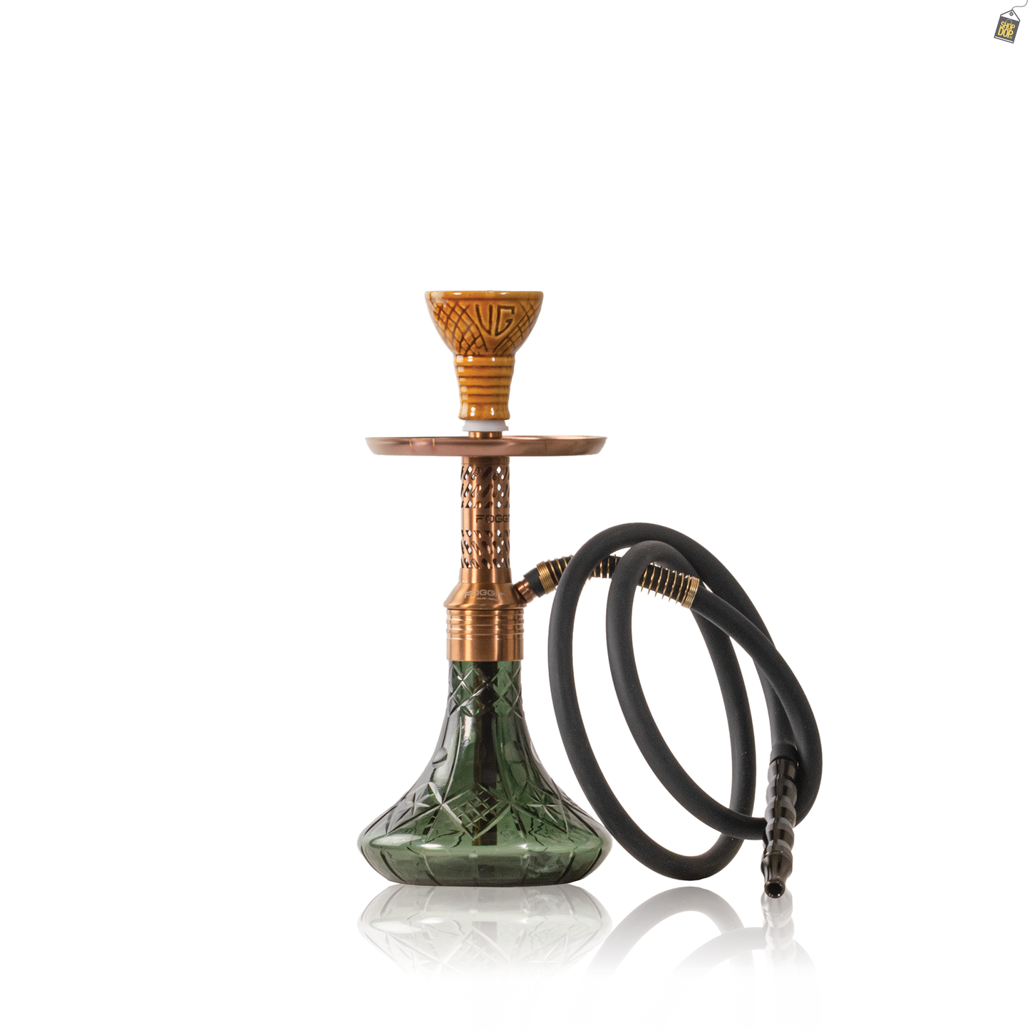 Dark Knight Slash Hookah with Bag - Bronze Stem / Green Base