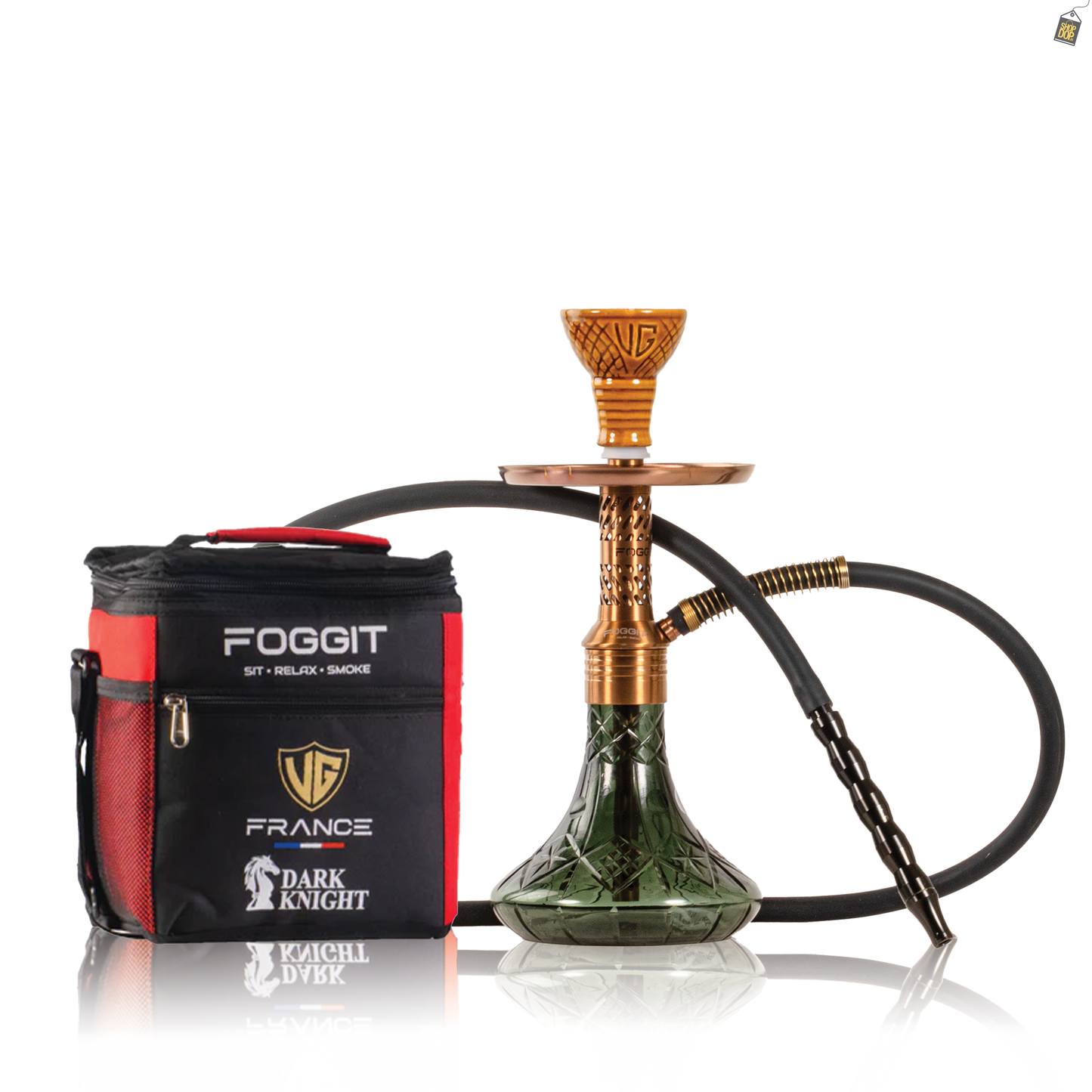Dark Knight Slash Hookah with Bag - Bronze Stem / Green Base
