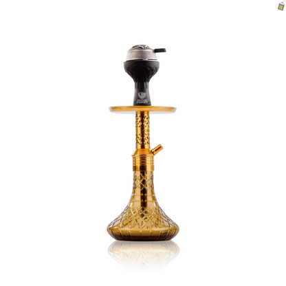 Dark Knight Slash Hookah with Bag - Gold Stem / Gold Base