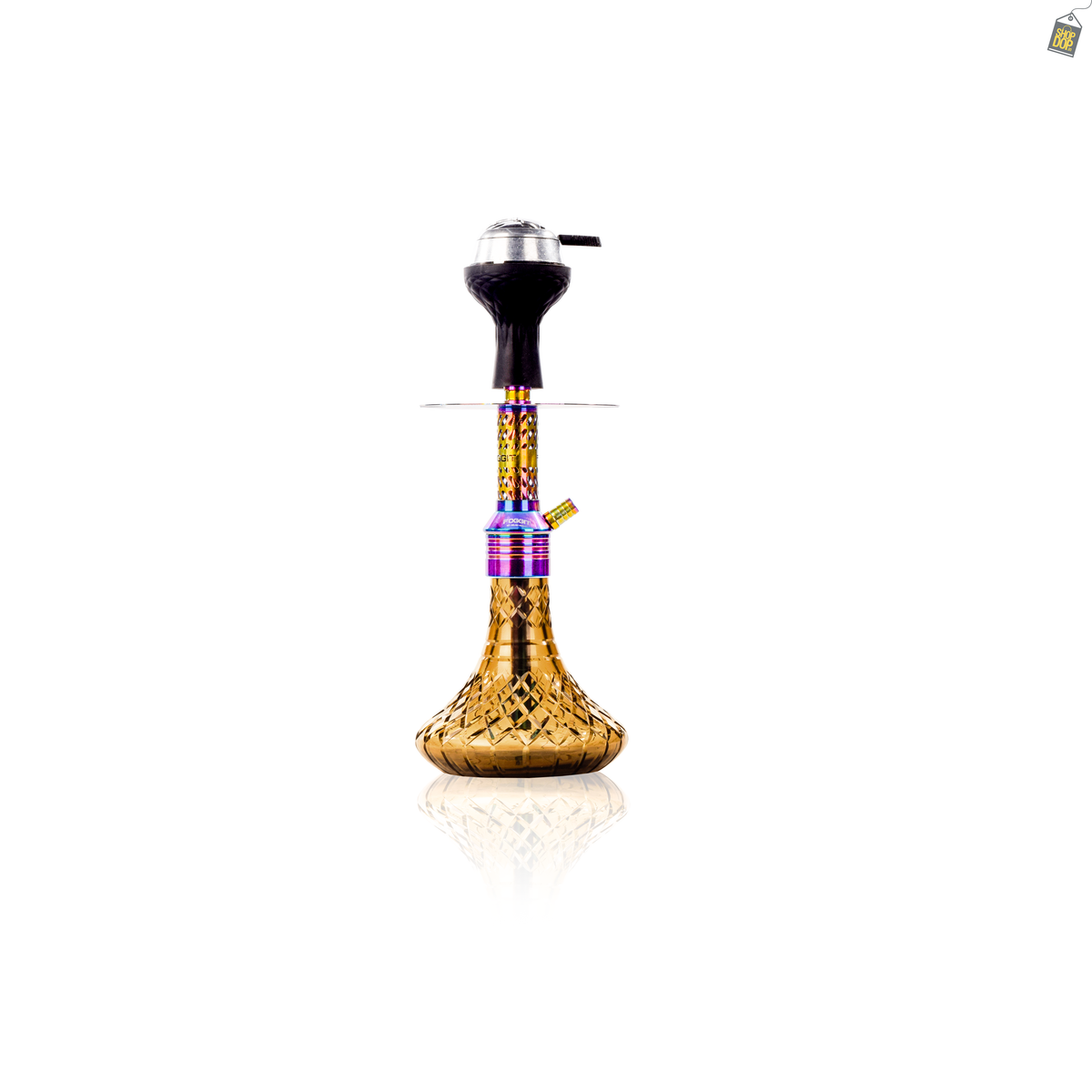 Dark Knight Slash Hookah with Bag - Rainbow Stem / Grey Base