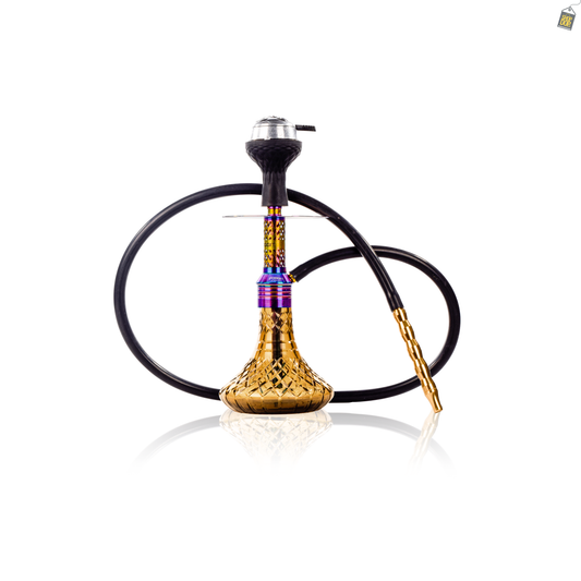 Dark Knight Slash Hookah with Bag - Rainbow Stem / Grey Base