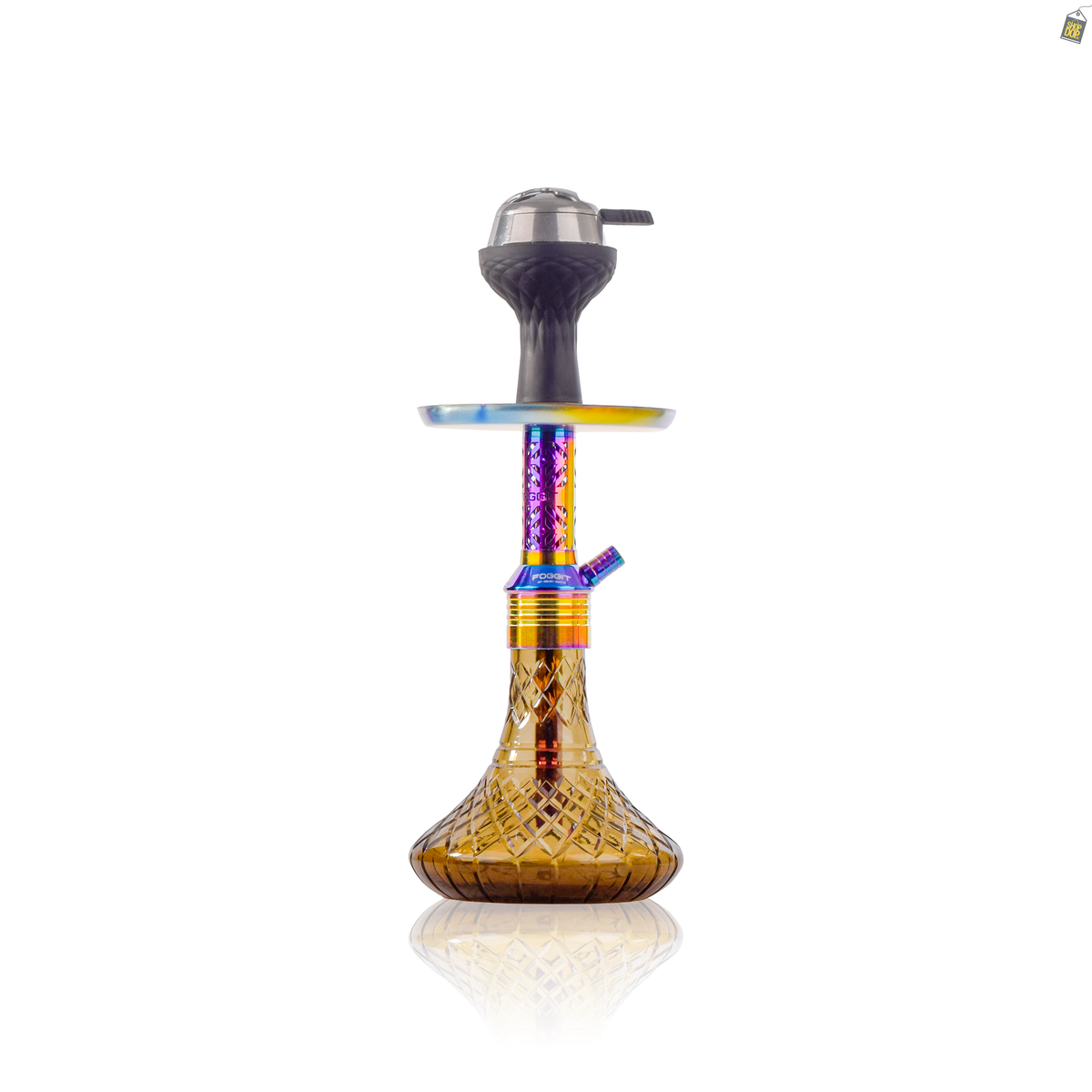 Dark Knight Slash Hookah with Bag - Rainbow Stem / Grey Base