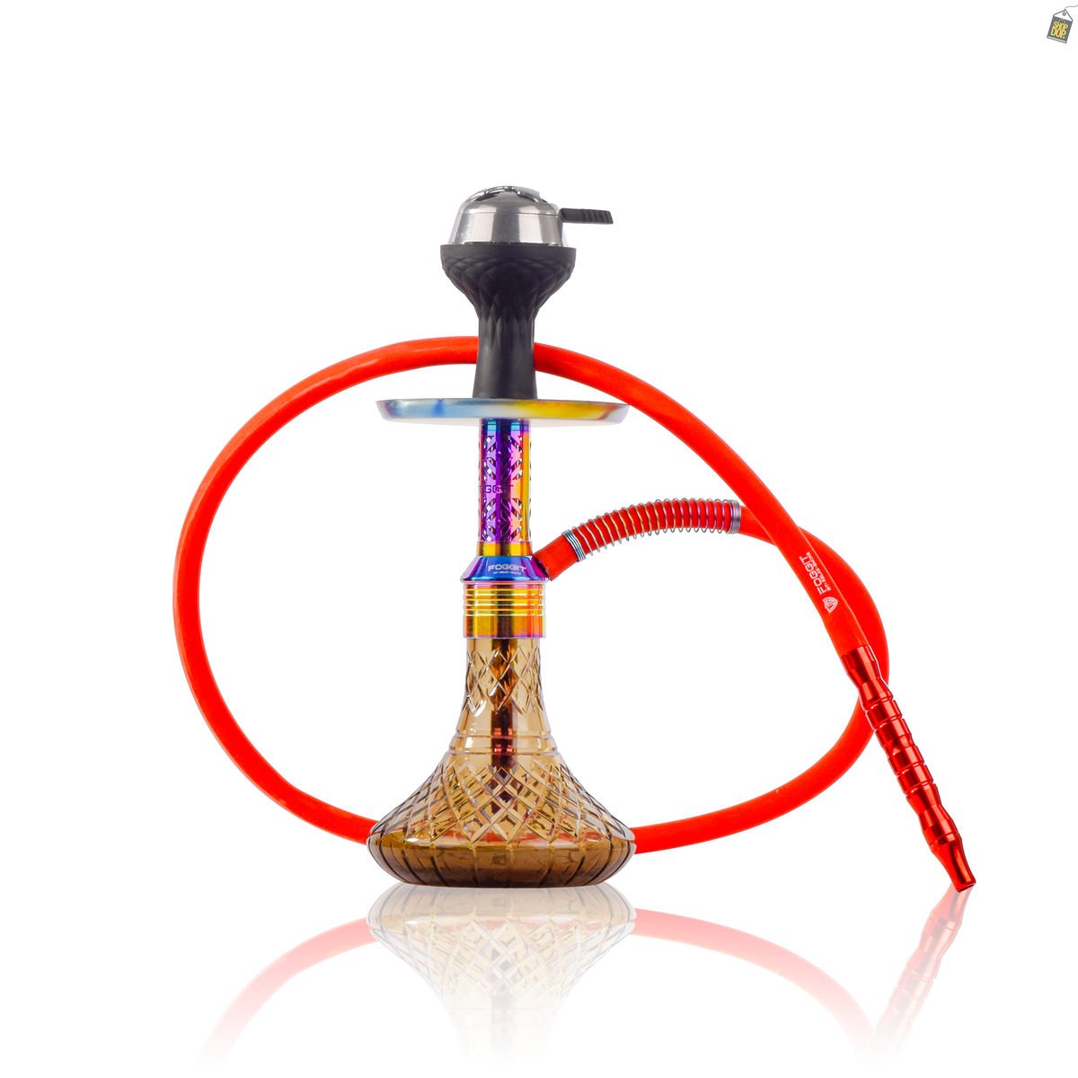 Dark Knight Slash Hookah with Bag - Rainbow Stem / Grey Base
