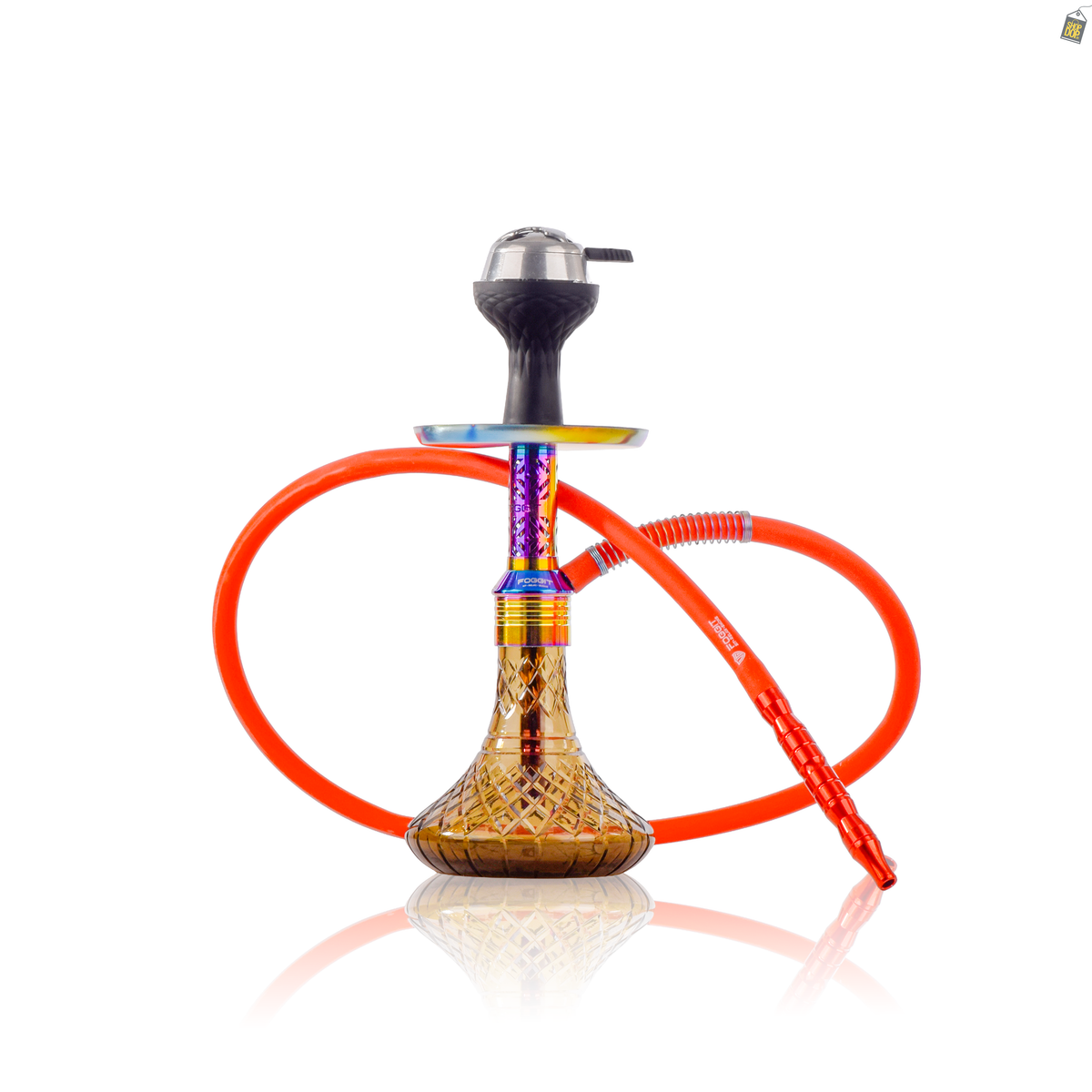 Dark Knight Slash Hookah with Bag - Rainbow Stem / Grey Base