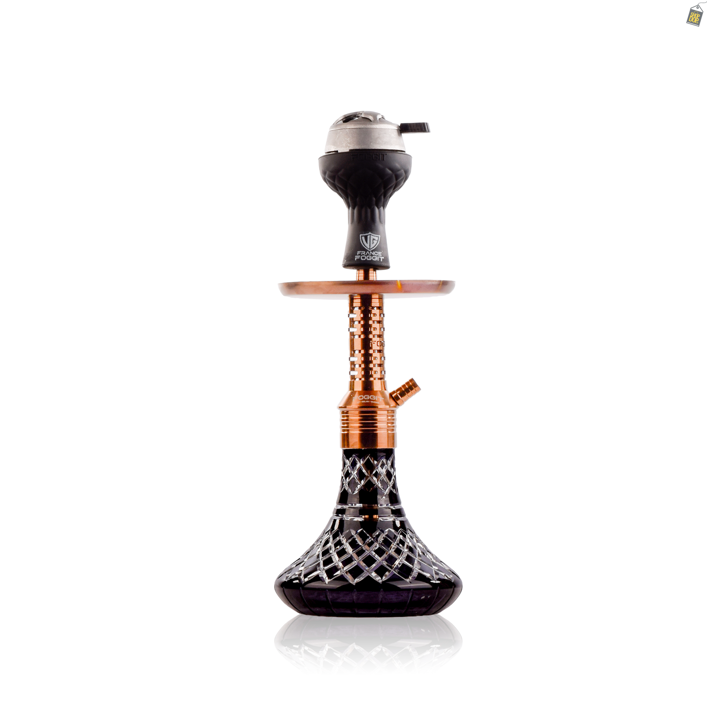 Dark Knight Zipper Hookah with Bag - Bronze Stem / Black Base