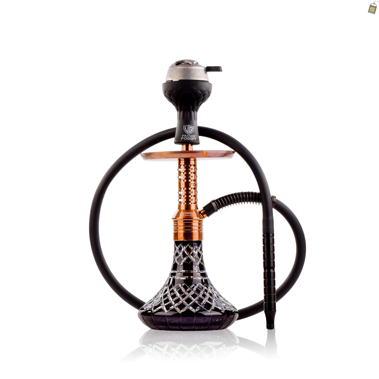 Dark Knight Zipper Hookah with Bag - Bronze Stem / Black Base