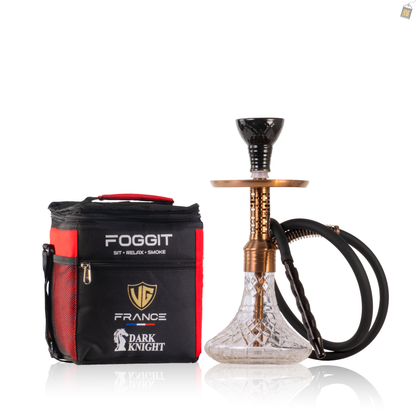 Dark Knight Zipper Hookah with Bag - Bronze Stem / Transparent Base