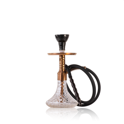 Dark Knight Zipper Hookah with Bag - Bronze Stem / Transparent Base