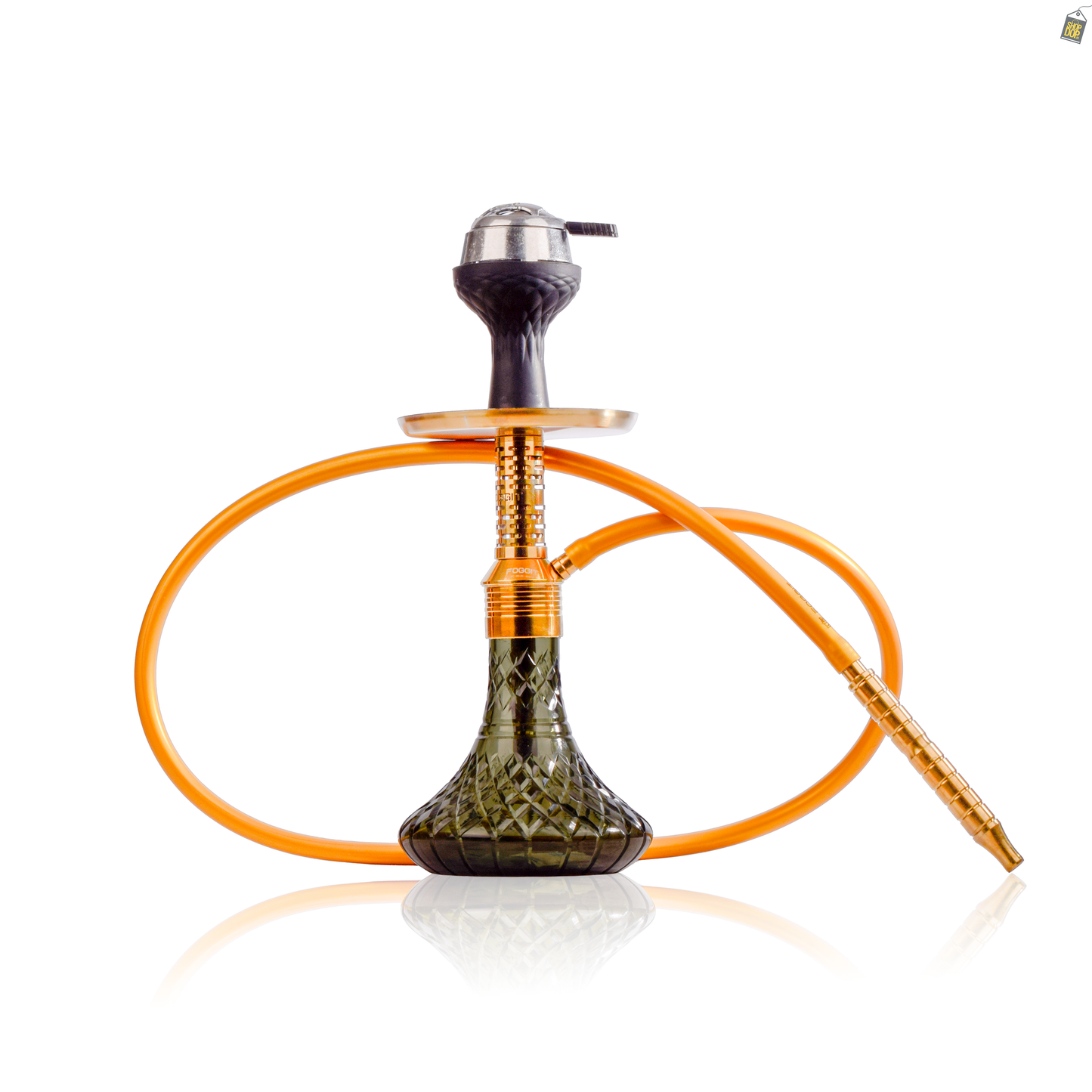 Dark Knight Zipper Hookah with Bag - Gold Stem / Emerald Green Base