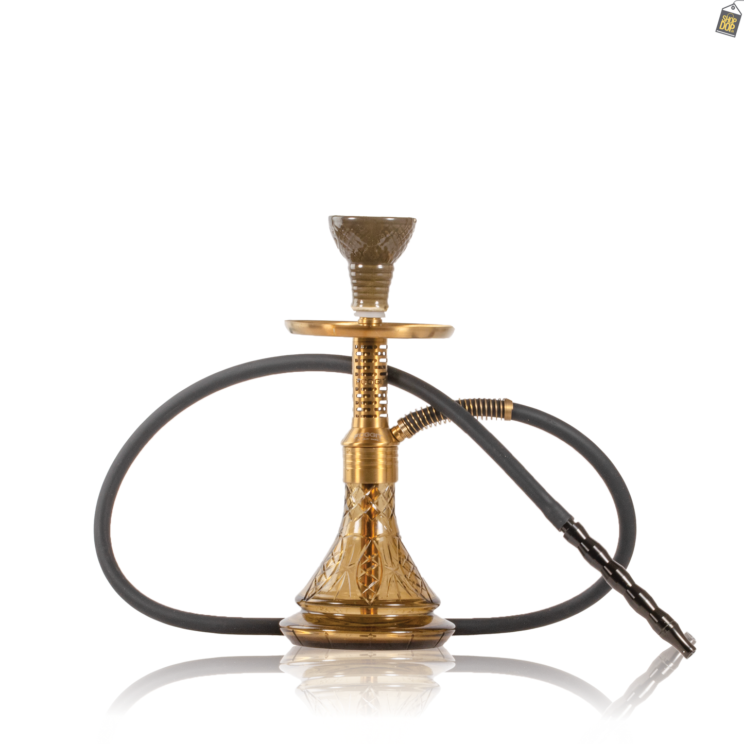 Dark Knight Zipper Hookah with Bag - Gold Stem / Amy Grey Base