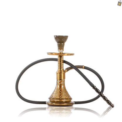 Dark Knight Zipper Hookah with Bag - Gold Stem / Amy Grey Base