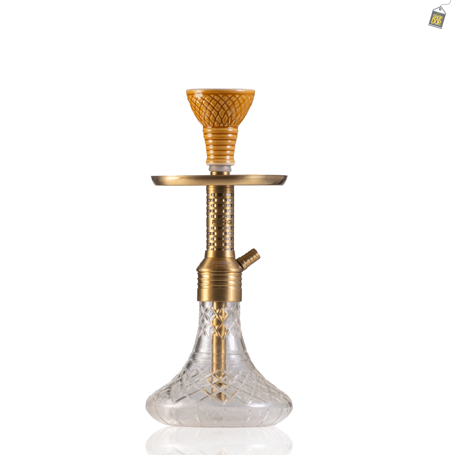 Dark Knight Zipper Hookah with Bag - Gold Stem / Transparent Base