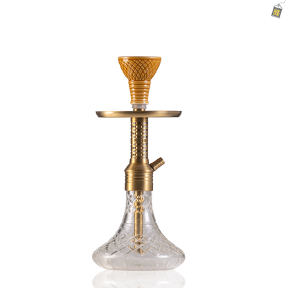 Dark Knight Zipper Hookah with Bag - Gold Stem / Transparent Base