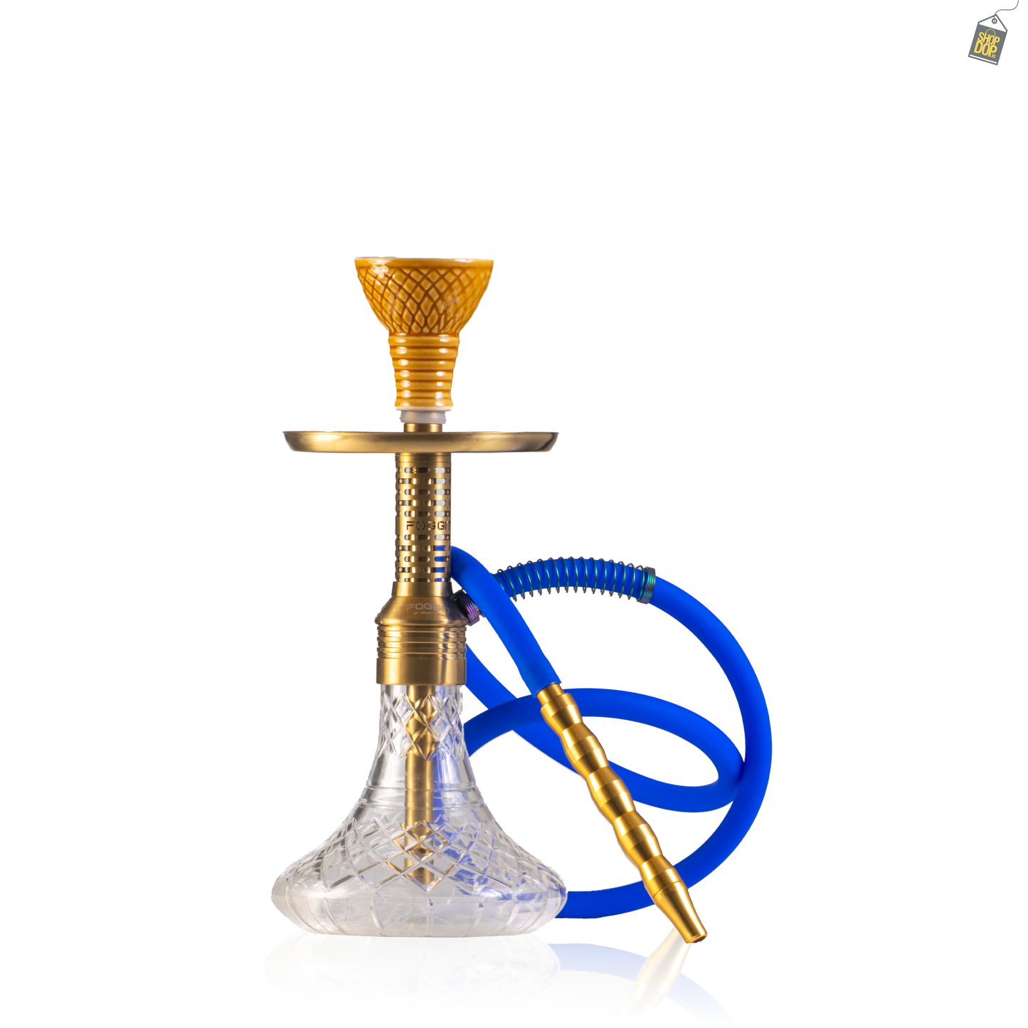 Dark Knight Zipper Hookah with Bag - Gold Stem / Transparent Base