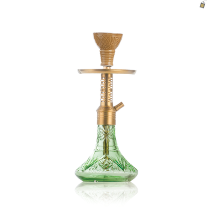 Dark Knight Zipper Hookah with Bag - Gold Stem / Light Green Base