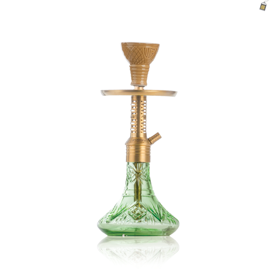 Dark Knight Zipper Hookah with Bag - Gold Stem / Light Green Base