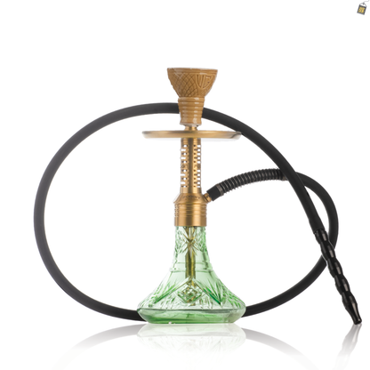 Dark Knight Zipper Hookah with Bag - Gold Stem / Light Green Base