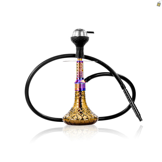 Dark Knight Zipper Hookah with Bag - Rainbow Stem / Grey Base