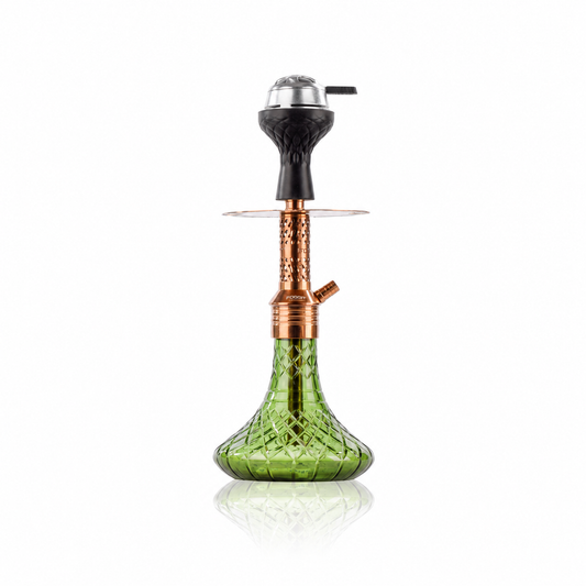 Dark Knight Slash Hookah with Bag - Bronze Stem / Green Base