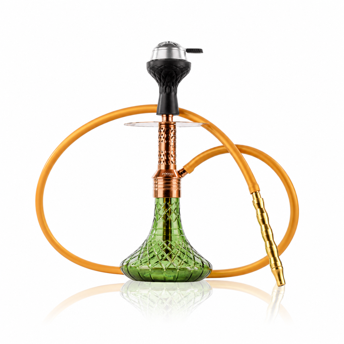 Dark Knight Slash Hookah with Bag - Bronze Stem / Green Base