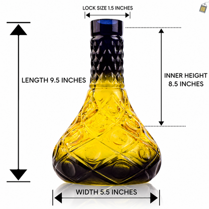 Tomb Cut Glass Hookah Replacement Base - Yellow (Lock)