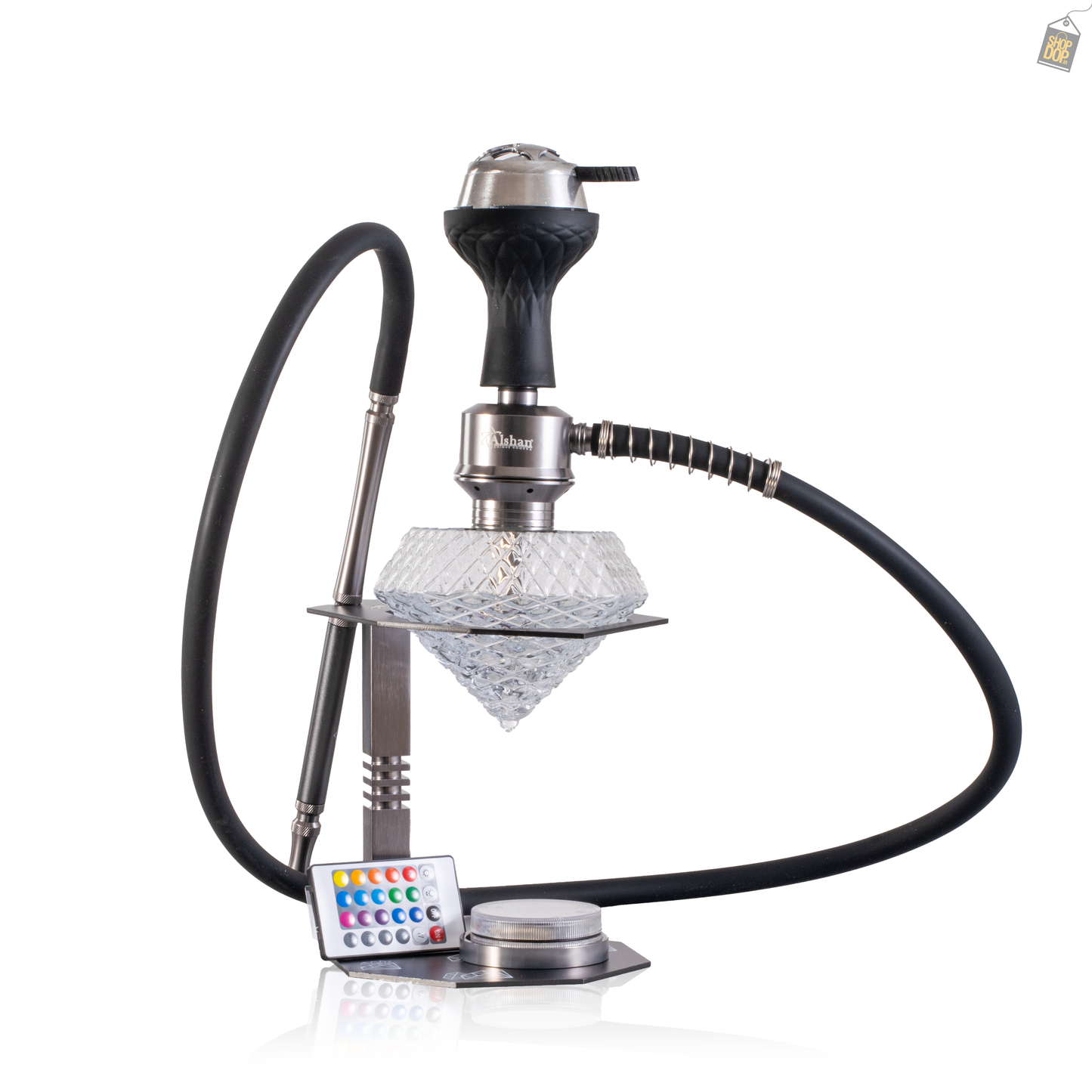 Diamond X Hookah with LED Light & Remote - Black