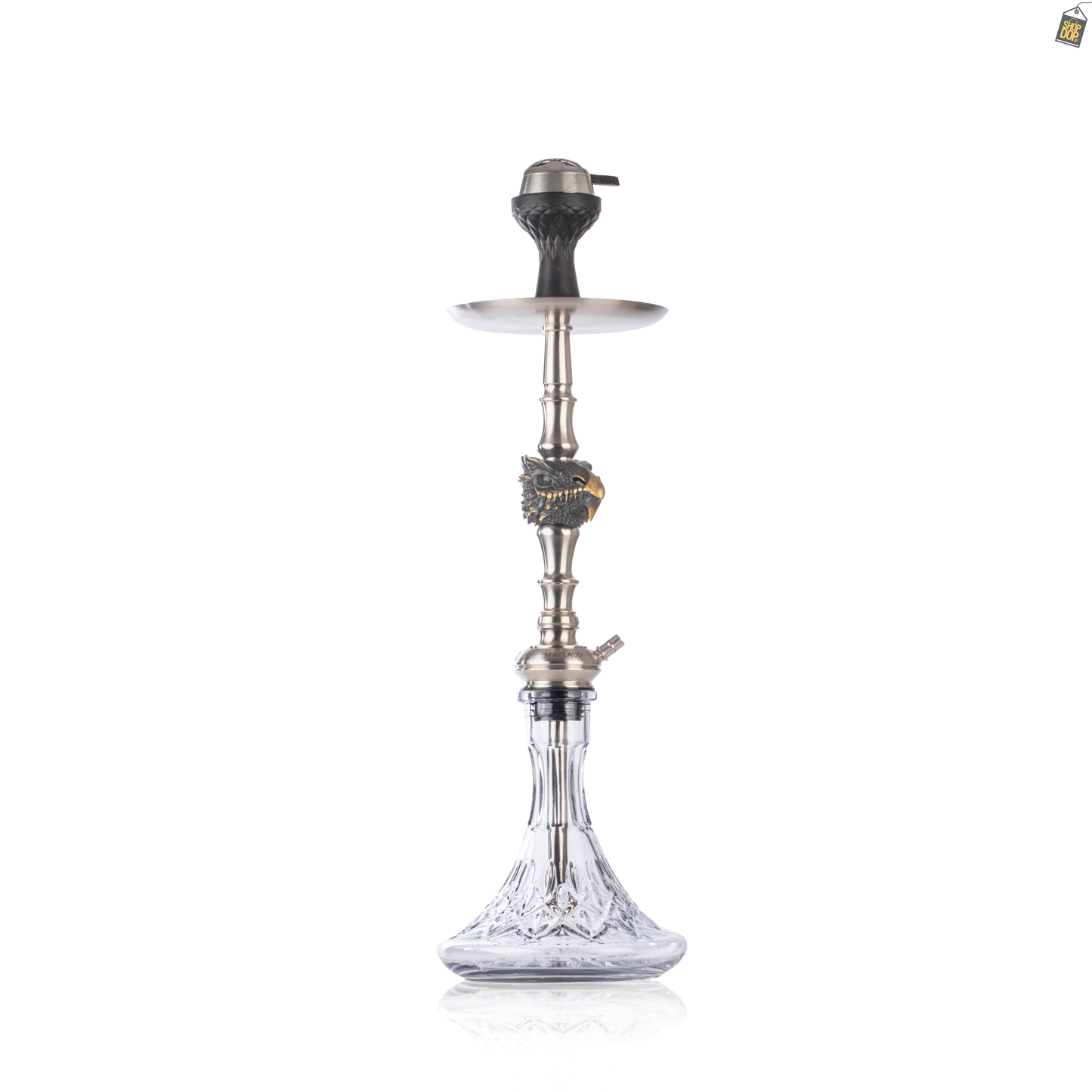 MKL Dragon Hookah with Wooden Case - Silver