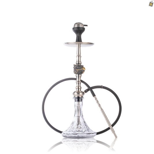 MKL Dragon Hookah with Wooden Case - Silver