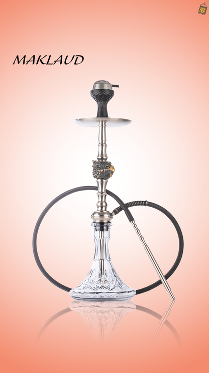 MKL Dragon Hookah with Wooden Case - Silver