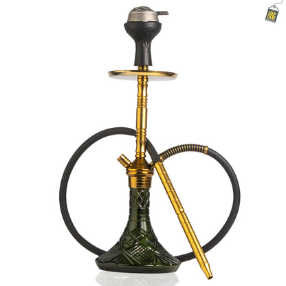 Fighter Hookah L3 - Gold Stem / Green Base