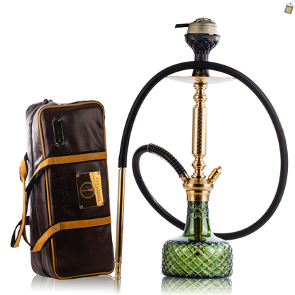 COCOYAYA Valencia Hookah with Bag- Gold / Emerald Green Base