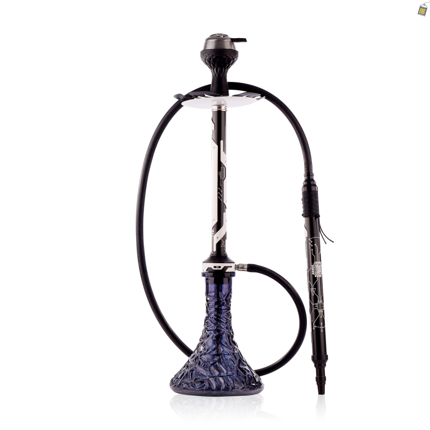 El Bomber Jack Hookah - White Stem / Black Base