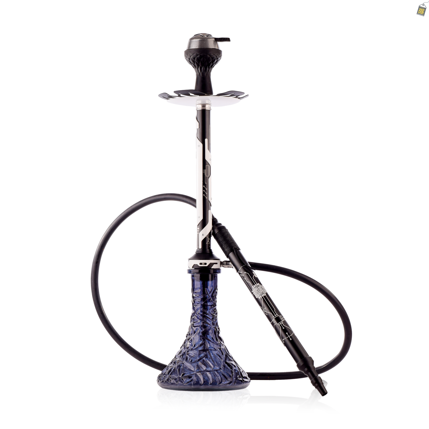 El Bomber Jack Hookah - White Stem / Black Base